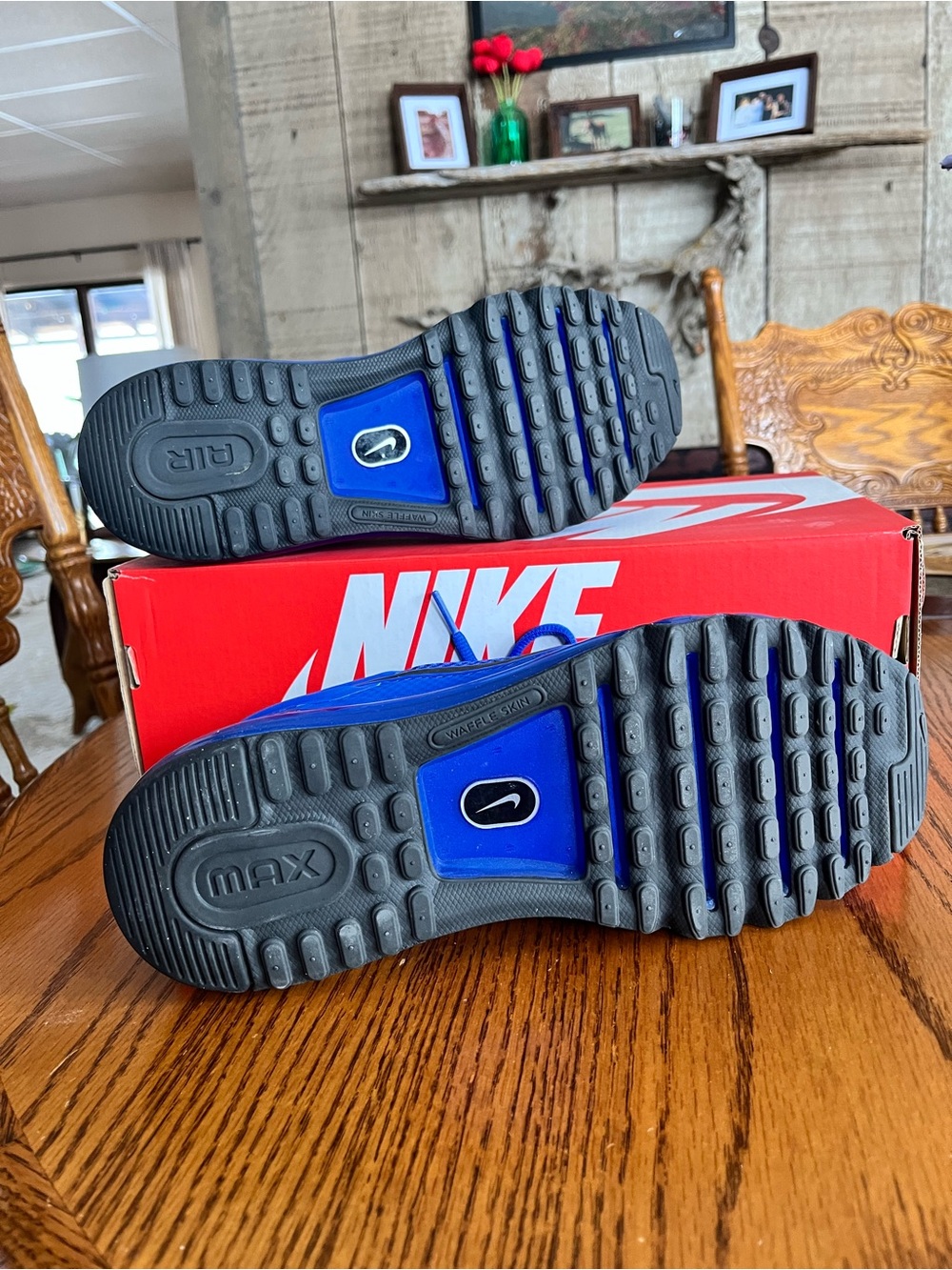 Nike Blue Mesh Air Max 2013 Sneakers with Black Swoosh - Picture 4 of 6